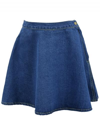 Oasap Women's Fashion Solid High Waist A-line Denim Skirt