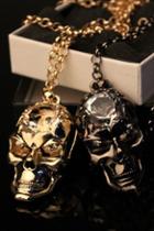 Oasap Long Exquisite Glossy Skull Head Detail Necklace