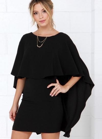 Oasap Fashion Backless Cloak Bodycon Dress
