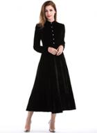 Oasap Fashion Long Sleeve A-line Maxi Velvet Dress