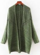 Oasap Long Sleeve Solid Color Open Front Cardigan