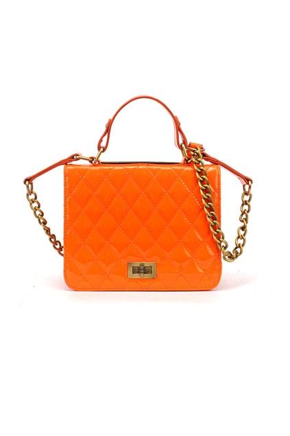 Oasap Rhombus Pattern Cross Lock Chain Strap Shoulder Bag
