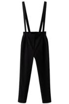Oasap Casual Black High Waist Cropped Overall Pants