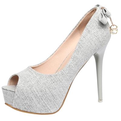 Oasap Peep Toe Platform Bow Slip On High Heels Pumps