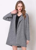 Oasap Casual Long Sleeve Turn-down Collar Open Front Trench Coat