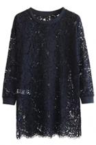 Oasap Elegant Crochet Lace Long Tunic Blouse
