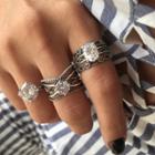 Oasap Alloy Hollowed Out Water Drop Diamond-studded Multilayers 3 Piece Rings