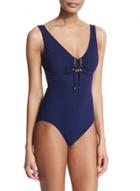 Oasap V Neck Sleeveless Backless Lace-up One Piece Swimsuit