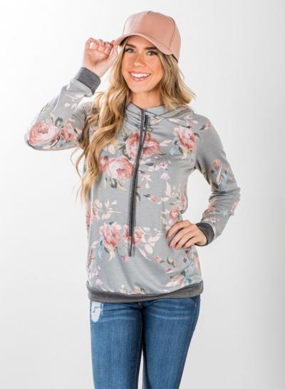 Oasap Fashion Floral Loose Pullover Hoodie