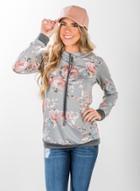 Oasap Fashion Floral Loose Pullover Hoodie