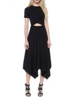 Oasap Women's Fashion Solid Short Sleeve Asymmetrical Midi Dress