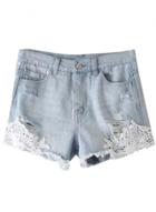 Oasap Women's Casual Solid Destroyed Denim Shorts With Pockets