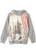 Oasap Petersburg City Pattern Raglan Hoodie