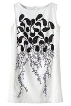 Oasap Monochrome Floral Print Sleeveless Mini Dress