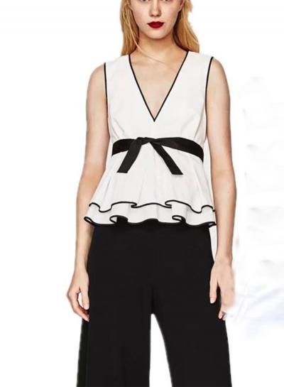 Oasap V Neck Lace-up Sleeveless Tank
