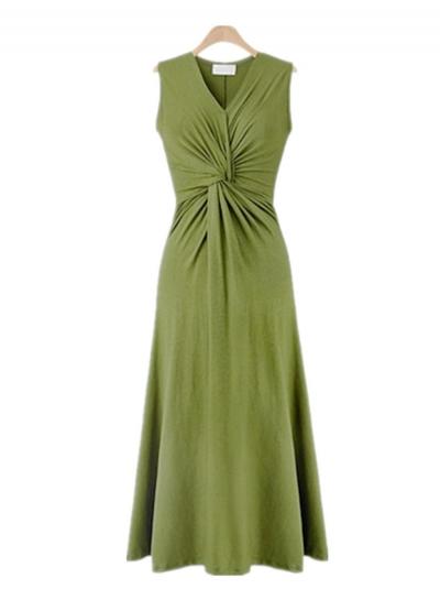 Oasap V Neck Ruched Sleeveless Prom Drss