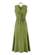 Oasap V Neck Ruched Sleeveless Prom Drss
