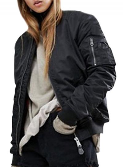 Oasap Women's Tiger Embroidery Back Bomber Jacket