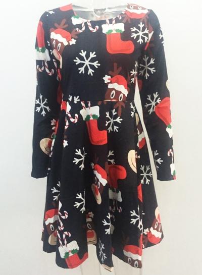 Oasap Christmas Deer Printed A-line Dress