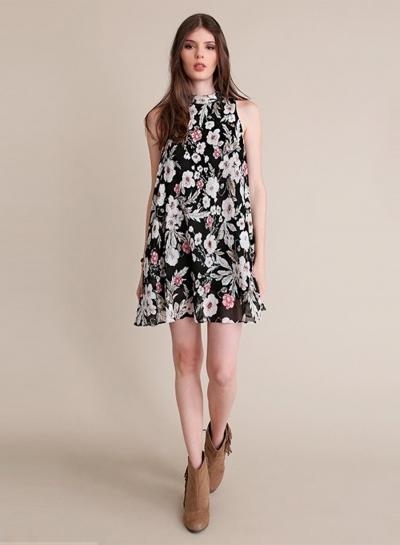 Oasap Stylish Floral Print Sleeveless Dress