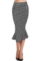 Oasap Chic Houndstooth Printing Flouncing Skirt