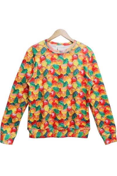Oasap Gummy Sugar Print Fleece Sweatshirt