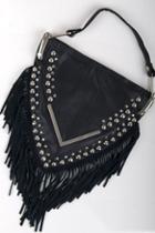 Oasap Rivet Embellished Tassel Trim Triangle Shoulder Bag