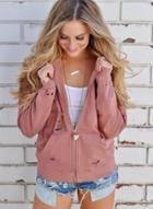 Oasap Long Sleeve Solid Color Broken Hole Coat