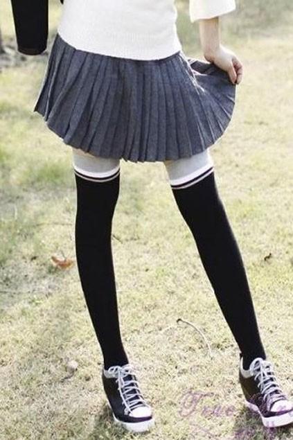 Oasap Pleated Worsted Skirt With High Waist