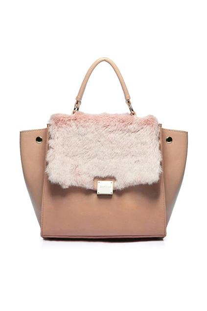 Oasap Faux Fur Metal Lock Handbag