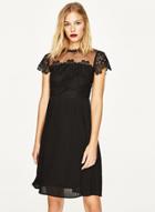 Oasap Fashion Sheer Lace Party Pleated Dress