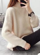 Oasap Casual Loose Fit High Neck Long Sleeve Pullover Sweater