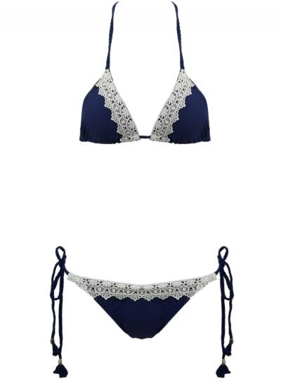 Oasap Women's Lace Paneld Side Tie Bikini