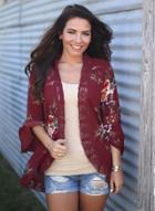 Oasap Open Front Flounce Hem Floral Printed Coat