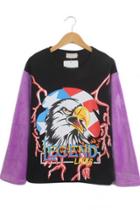 Oasap Eagle Fuzzy Sleeve Fleece Sweatshirt