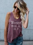 Oasap Casual Sleeveless Letter Printed Tank Top