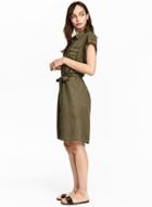 Oasap Vintage Short Sleeve Button Down Shirt Dress
