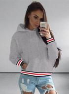 Oasap Fashion Striped Long Sleeve Thicken Hoodie