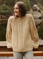 Oasap Fashion Solid Long Sleeve Cable Knit Sweater