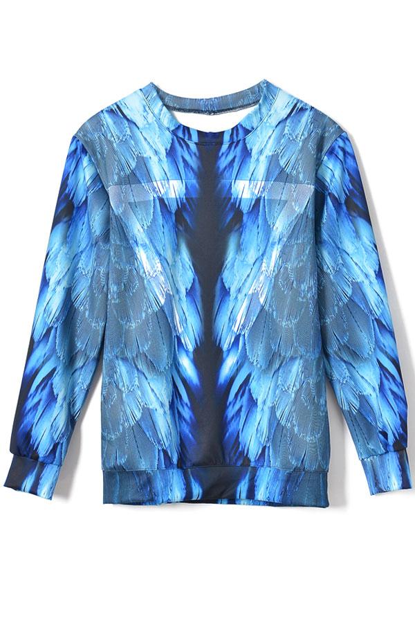 Oasap Bold Massive Feather Print Sweatshirt