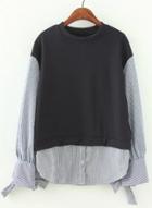Oasap Round Neck Long Sleeve Pullover Blouse
