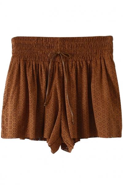 Oasap Must-have Eyelet Pleated Loose Shorts