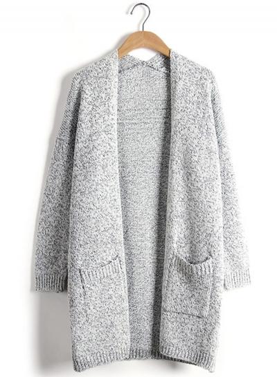 Oasap Fashion Long Sleeve Open Front Knit Sweater With Pocket