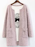 Oasap Fashion Long Sleeve Open Front Knit Cardigan With Pocket