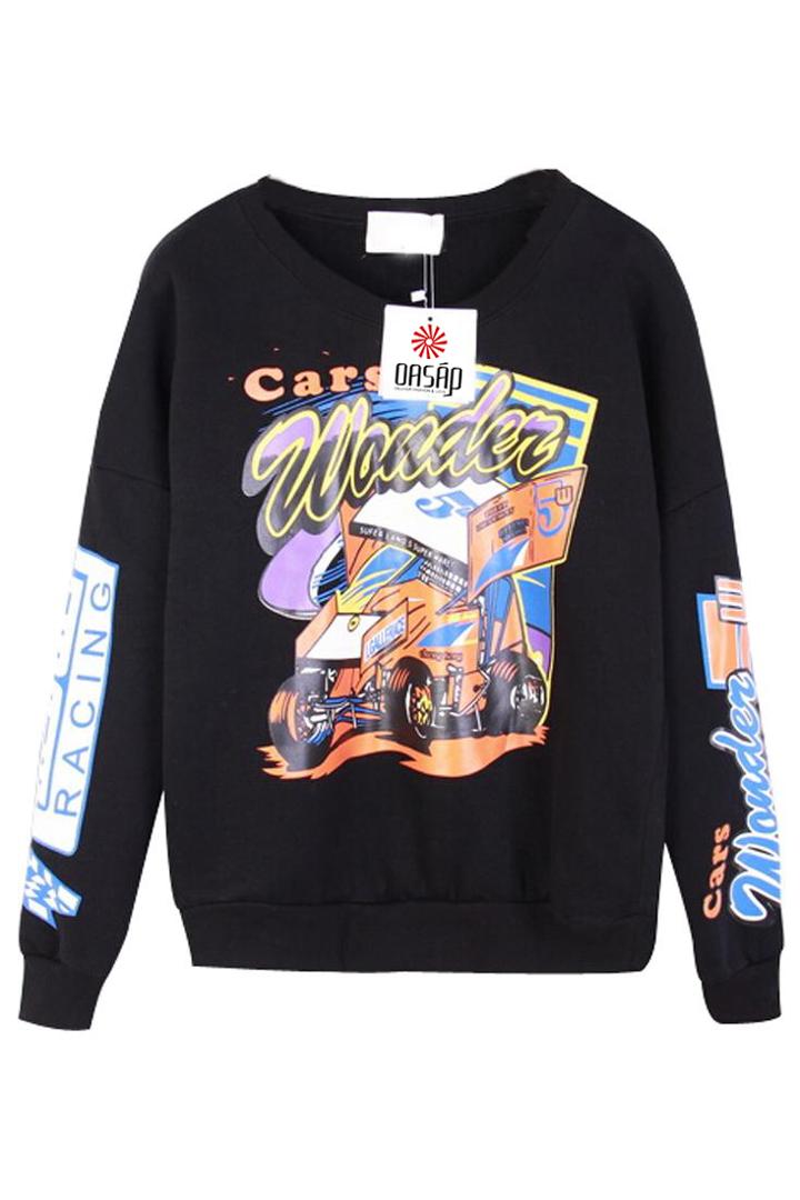 Oasap Graphic Cartoon Print Sweatshirt
