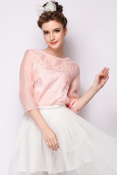 Oasap Demure Floral 3/4 Sleeves Blouse