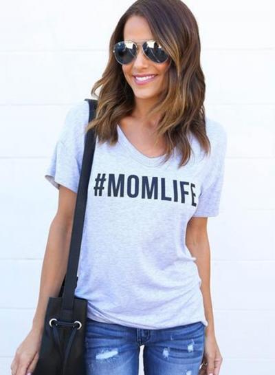 Oasap Summer Casual Loose Short Sleeve Round Neck Tee Shirt