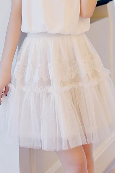 Oasap Favourite Lace Multi-layered Mini Skirt