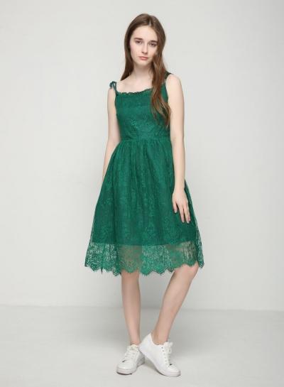 Oasap Cute Spaghetti Strap Off Shoulder Sleeveless Lace Dress