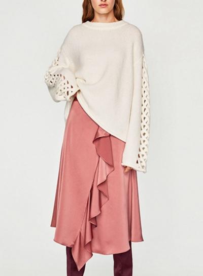 Oasap Fashion Cross Hollow Out Loose Fit Knit Sweater